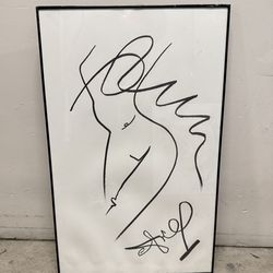 Framed Abstract Line Art Female Figure