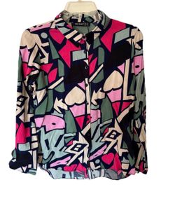 Big Dart Button Up Shirt Multicolor Abstract Long Sleeve Colorful EU40 UK12 US10