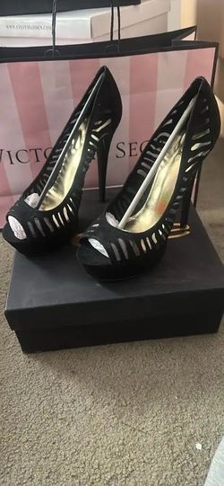 Black Peep-Toe Platform Stiletto Heels