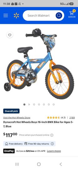 Kid bike with training wheels 16" hot wheels