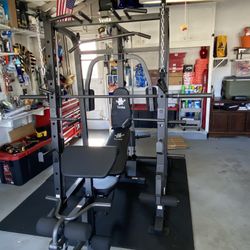 Vesta Fitness Smith Machine 1001 w/Bench Attachment | 230lb Bumpers Olympic Weights | 7ft Olympic Bar | Fitness | Gym Equipment | FREE DELIVERY 🚚 