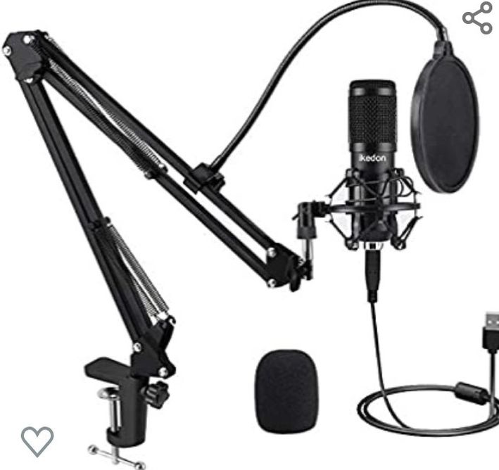 USB Condenser Microphone, IKEDON 192KHZ/24Bit Plug & Play PC Streaming Mic, USB Microphone Kit with Professional Sound Chipset Boom Arm Set, Studio Ca