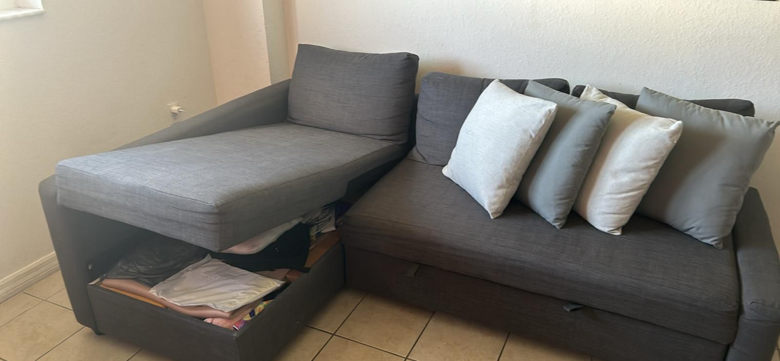 Sectional Sofa (FRIHETEN Sleeper sectional,3 seat w/storage, Hyllie dark gray