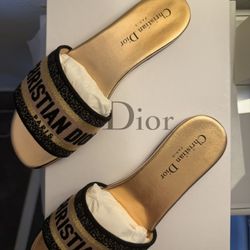 CHRISTIAN DIOR “DWAY” SLIDES ROSE GOLD
