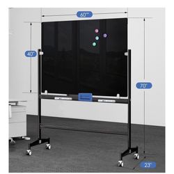 Black Magnetic Glass whiteBoard On Wheels !  BRAND NEW in BOX