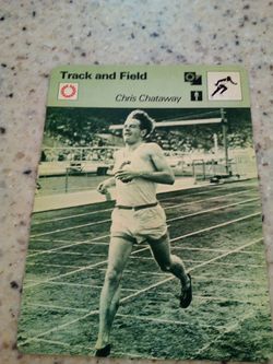 Vintage 1978 sportscaster track and field/ Chris chataway/ winning the 3 mile at White City,1955/ olympic collector card # 15-15