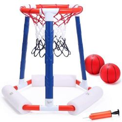 EagleStone Pool Basketball Hoop, Floating Inflatbale Pool Basketball Games Toys with 2 Pool Balls and Pump,Swimming Pool Outdoor Play Toddler