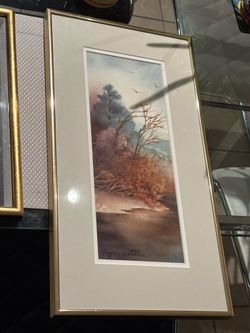 Framed Virginia Braun watercolor painting