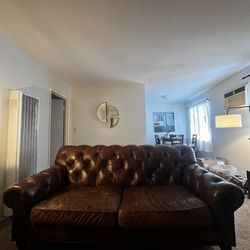 Vintage leather chesterfield couch