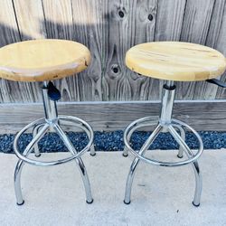 Like New MDI High Pressure Wood/Stainless Steel Barstools Set Of 2
