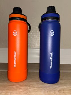 Thermoflask 24 Ounce Stainless Steel Water Bottle Set Blue & Orange 2-Pack Like New