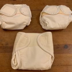 Set Of 3  White Newborn Cloth  Diaper Covers 