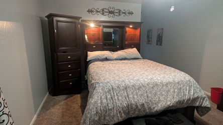 Queen Bed and Spinning Armoire