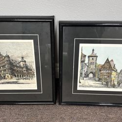 2 European City Pictures, 18”X17”