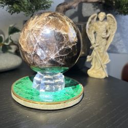 Smoky Quartz Crystal Sphere w/Diamond Stand $ 50