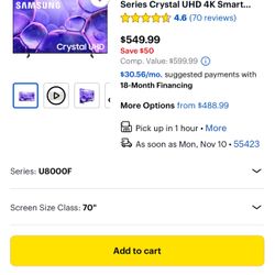 70 Inch 4k TV 