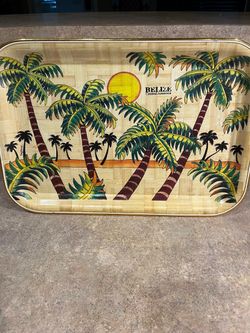Vintage Souvenir Bamboo Serving Tray/Decor from Belize Central America