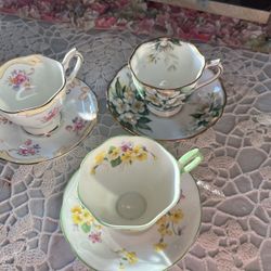 Set of three Royal Albert mid century  bone china beauties