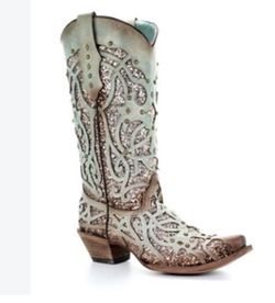 Like New Coral Inlay Western Boots Size 8