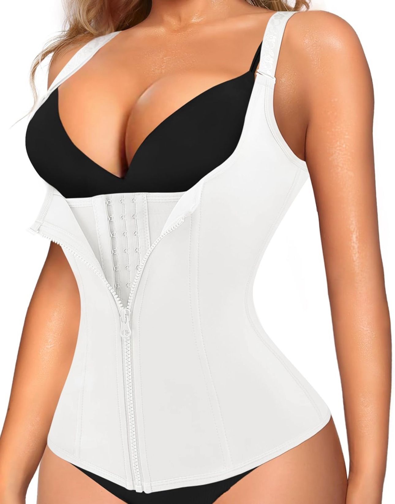 LARGE WHITE Waist Trainer Corset for Women Tummy Control Sport Workout Body Shaper