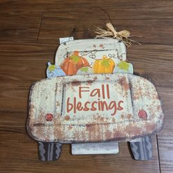 Fall Blessings. White Truck Wall Hanging