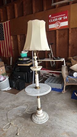 Vintage Floor Lamp with Marble Table