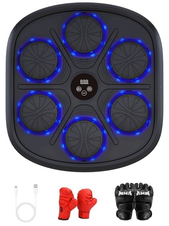 Music Boxing Machine for Adults, Bluetooth Smart Boxing Training Machine, Wall Target Punching Workout for Kids, Fun Fitness Equipment, Reflex Trainin