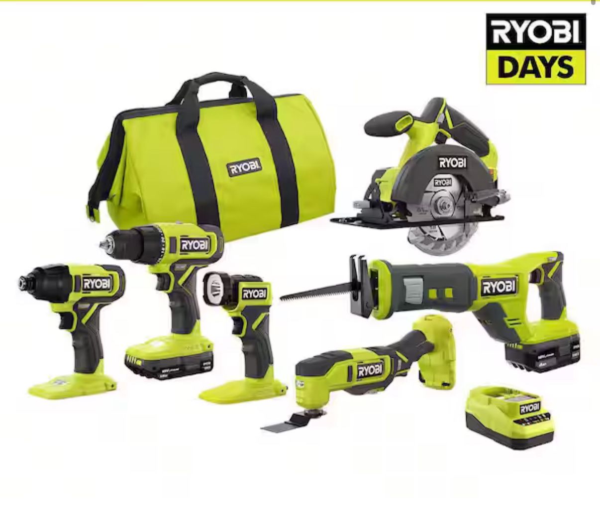 Ryobi 18V Cordless 6 Tools + Batteries