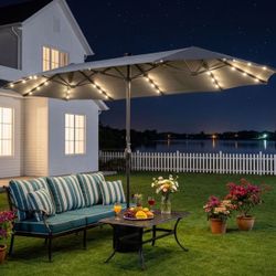 Large Outdoor Patio Umbrella with LED Lights