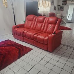couches set red 3 pieces