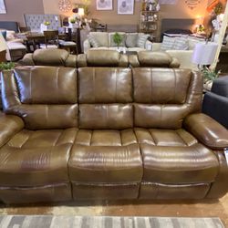 Top Grain Leather Reclining Sofa 