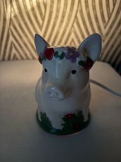Cute pink pig corded night light