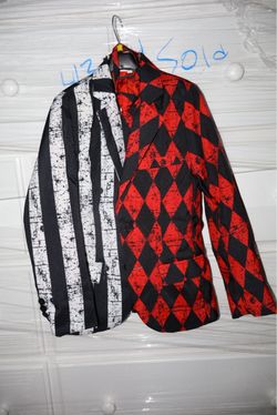 Kids Red Black White Joker Harlequin Suit Costume – Size Medium