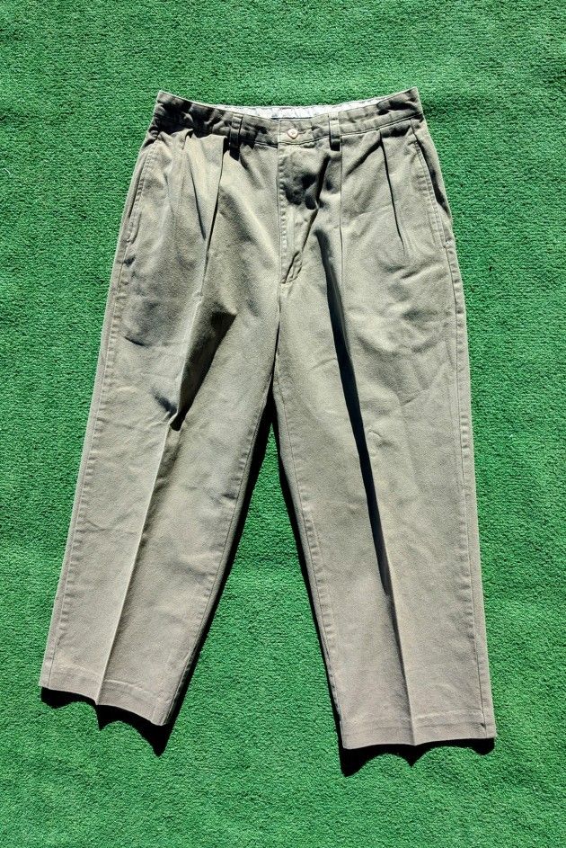 Ralph Lauren POLO by Ralph Lauren ANDREW PANT, two-pleat chino pants, men's, W32 equivalent cotton Khaki type sage green Vintage Second Hand