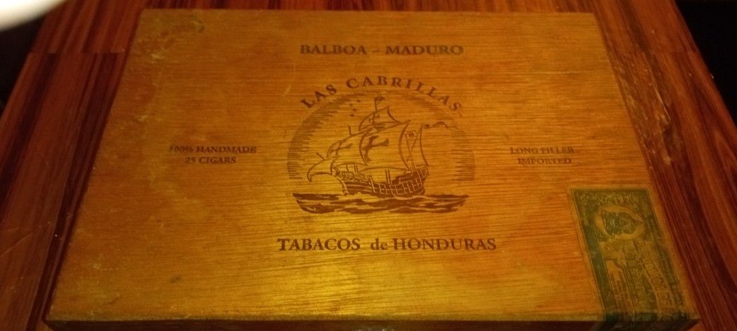 Old Cigar Box With Ship On It
