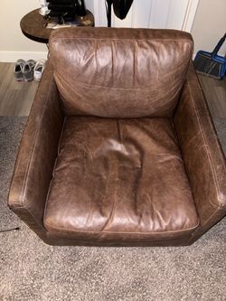 Jason furniture co. Leather swivel base accent chair