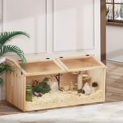 Wooden Hamster Cage Habitat with Visible Acrylic Boards, NEW 