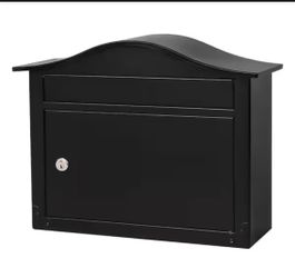 Architectural Mailboxes Saratoga Black, Medium, Steel, Locking Wall Mount Mailbox=A7-578