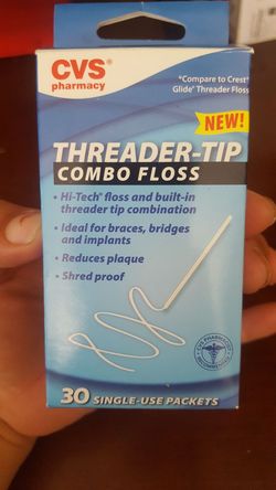 Threader tip combo floss 19 individual packed flossed left in box
