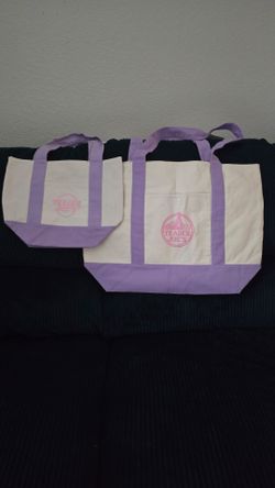 Trader Joe's Mini & Large Lavender Canvas Tote Bag