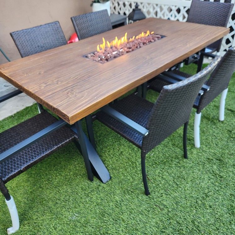 New Fire Pit Patio Set/ Outdoor Furniture Dining Table And Chairs