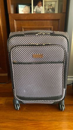 Carry on black and white checkered suitcase