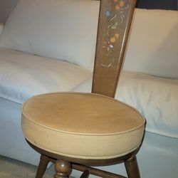 Maple Hitchcock Stenciled Three Legged Spinning Stool / Pout / Time Out Chair