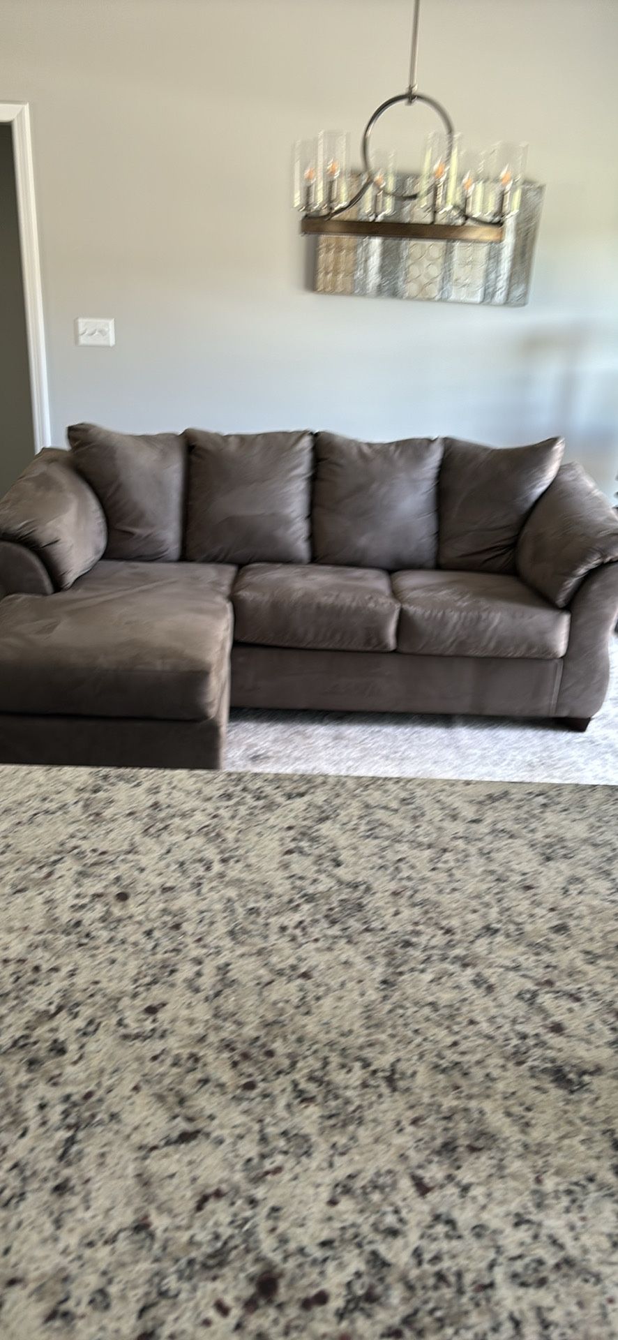 Grey Microfiber Couch With Chaise Lounge 