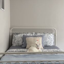 White Metal Bed Frame  