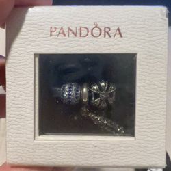 3 Pandora Charms: Big Ben, Royal Regal Crown, and Cubic Zirconia & Blue Crystal  Pave Charm Bead