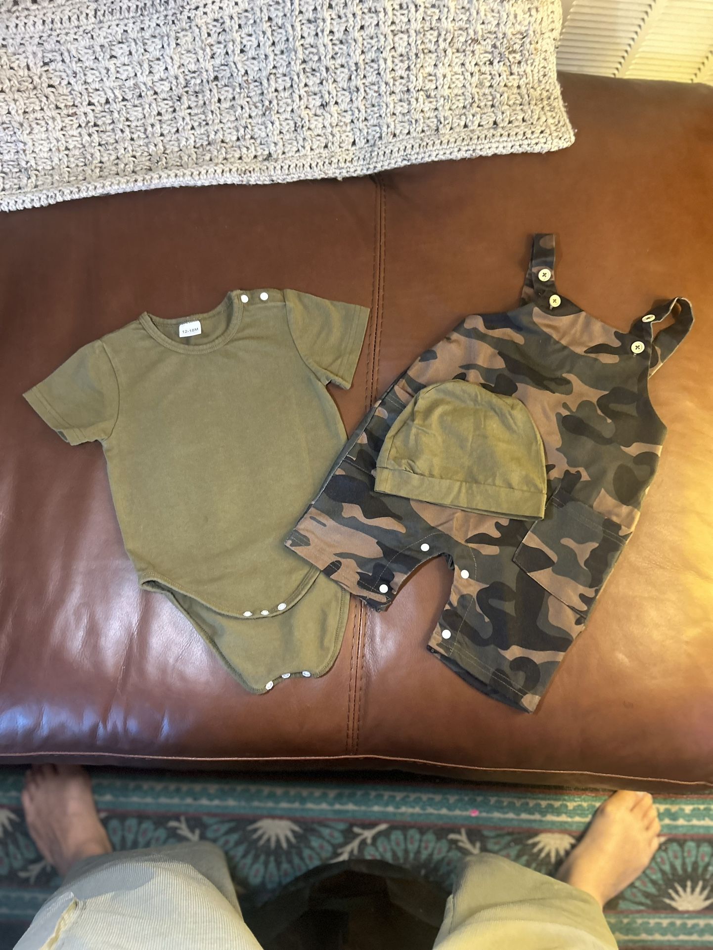 Army print toddler 3 piece overall set