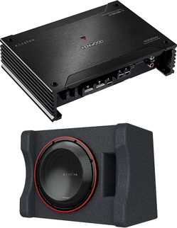 Kenwood X502-1 eXcelon 500-Watt @ 2 Ohms Class D Subwoofer Amplifier | Plus Excelon P-XW1221SHP 12" Preloaded High Power Subwoofer Enclosure