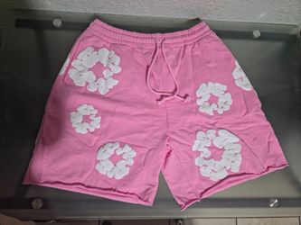 African Diaspora Goods Denim Tears Pink Cloud Applique Shorts L