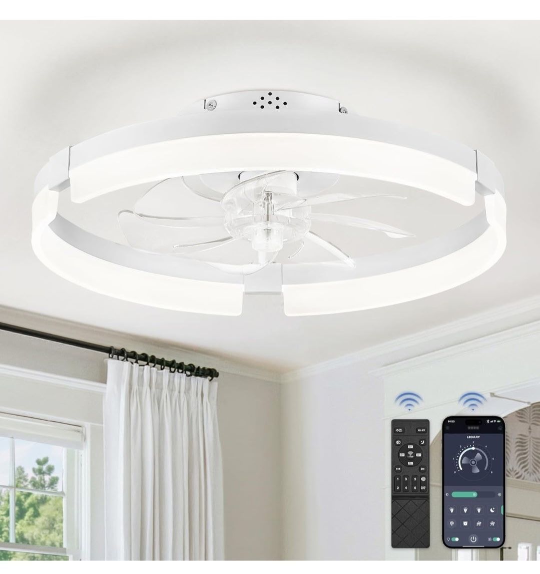 LEDIARY Ceiling Fan With Light And Remote